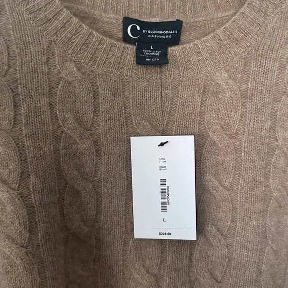 Bloomingdale's Women’s Cashmere Crewneck Sweater - Brown - Picture 4 of 7